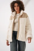 5196 Şişme Peluş Mont - Ekru - 1