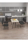 Hayat 70x110 Efes Mutfak Masası, Mutfak Masası Takımı, Yemek Masası, 2 Sandalye 1 Bench - Antrasit - 3