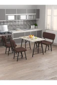 Hayat 70x110 Efes Mutfak Masası, Mutfak Masası Takımı, Yemek Masası, 2 Sandalye 1 Bench - Kahverengi - 2