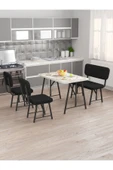 Hayat 70x110 Efes Mutfak Masası, Mutfak Masası Takımı, Yemek Masası, 2 Sandalye 1 Bench - Siyah - 2