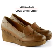 Erkan Saçmacı Shay Exclusive Taba Hakiki Deri Çapraz Bant Detaylı Dolgu Topuklu Günlük Ayakkabı - 3