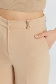 Vizon Palazzo Geniş Paça Dokuma Kumaş Pantolon - 5