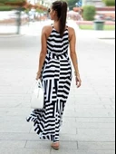 Kadın Ayarlanabilir Askılı Geometrik Desen Kuşaklı Gipeli Süprem Elbise thumbnail 2