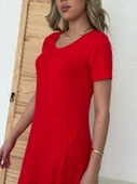 Kadın Kısa Kollu V Yaka Maxi Boy Elbise 124 Cm - 5