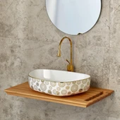 LENA TEZGAH ÜSTÜ ÇANAK LAVABO E-2107AB BEYAZ-ALTIN - 2