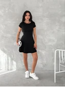 Kısa Kollu Mini Elbise - Siyah - 3