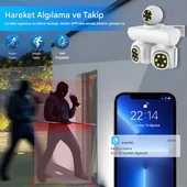 QASUL Yeni 9MP UHD 3 Ekran Kablosuz WiFi Ağ Video Gözetim  4K 360 Derece WiFi Güvenlik Kamerası - 5