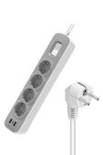 Akım Korumalı Grup Priz 4 lü Priz + 2 USB + 1 Type-C, Anahtarlı, 1.5 Metre, Çocuk Korumalı - 2