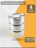 3’lü Sefer Tası 16x8 cm Yemek Taşıma Kabı Paslanmaz Çelik No:3 Kapasite 4 Kişilik - 1