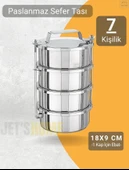 4’lü Sefer Tası 18x9 cm Yemek Taşıma Kabı Paslanmaz Çelik No:4 Kapasite 7 Kişilik - 1