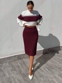 Kadın Uzun Kollu Triko Etekli Takım thumbnail 3