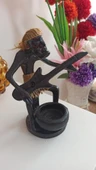 vintage ahşap afrikalı müzisyen biblo & 20 cm - 3
