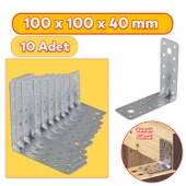 10 ADET Mobilya Dolap Duvar Sabitleme  Metal Köşebent 100x100x40 Mm Bağlantı Aparatı L Demiri Gönye thumbnail 6