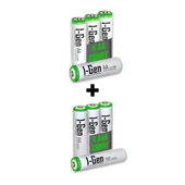 I-Gen B181 4 Adet AA 2700 mAh Şarjlı Kalem Pil + 4 Adet AAA 900 mAh Şarjlı İnce Kalem Pil 1.2V NI-MH - 1