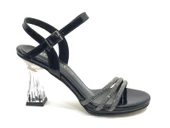 İremsu Üç Şerit Şerit Taş Detaylı 8 cm Şeffaf Topuklu İnce Platform Kadın Abiye Ayakkabı thumbnail 6