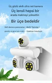 QASUL Full HD 12MP 6K Speed Dome 3 Lens Renkli Gece Görüş İki Yönlü Ses Renkli Cep Telefonu Uzaktan İzleme - 6
