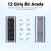 UGREEN 90325 Type-C 12 Çıkışlı 8K HDMI USB-C Gen 3.1 Gigabit RJ45 Çalışma İstasyonu Thunderbolt - 2