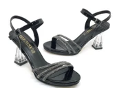 İremsu Üç Şerit Şerit Taş Detaylı 8 cm Şeffaf Topuklu İnce Platform Kadın Abiye Ayakkabı thumbnail 4