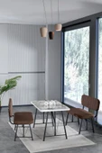 Hayat 70x110 Efes Mutfak Masası, Mutfak Masası Takımı, Yemek Masası, 2 Benchli - Kahverengi - 1