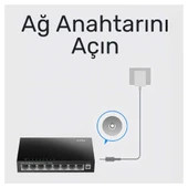 Cudy FS108 8Port 10/100Mbps Duvar Montajlı Metal Masaüstü Switch - 5