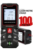 Yüksek Hassasiyet 100 Metre Lazer Metre Ölçer LCD Dijital Ekran Su Terazili Lazermetre - 1