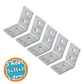 (5 ADET) Mobilya Eşya Dolap Yatak Duvara Sabitleme Köşebent Bağlantı Aparatı L Demiri Gönye 35x35x20 Mm thumbnail 1