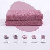 Homedius Ayak Havlusu Kalın Zikzak - Pembe 2'li - 50x70 cm - 1