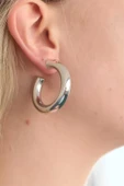 Halkalı Silver Renk Metal Bayan Küpe - 2