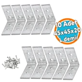 (10 ADET) Mobilya Eşya Dolap Duvara Sabitleme Köşebent Bağlantı Aparatı L Demiri Gönye 45x45x20 Mm thumbnail 1