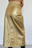 Altın Varaklı Gabardin Yırtmaçlı Etek - 3