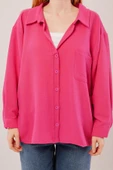 Basic Oversize Fuşya Gömlek - 4