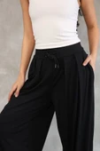 Osy Modal Yumuşak Dokulu Kumaş Şalvar Pantalon - Siyah - 3