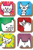 Kediler Pop Art 6lı Ahşap Bardak Altlığı Seti - 1