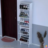 Modilayn VARBİ UMAY' 2 Li Kapı Önü 52x205x26 cm’ lik 5 Düşer Kapak 10 Göz Bölme Raf Ayakkabılık - 1