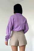 Lila Kristal Taşlı Gömlek - 3