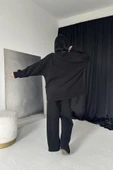 Siyah Klasik Fitilli Kazak Ve Pantolon Takım - 4