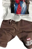 Erkek Çocuk Örümcek Adam Karakter ve Yazı Baskılı T-shirt İp Detaylı Kahverengi Şortlu Takım thumbnail 7