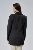 Siyah Kruvaze Uzun Blazer Ceket - 7