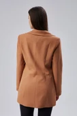 Açık Kahverengi Kruvaze Uzun Blazer Ceket - 5