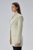 Bej Kruvaze Uzun Blazer Ceket - 5