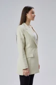 Bej Kruvaze Uzun Blazer Ceket - 6