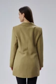Açık Haki Kruvaze Uzun Blazer Ceket - 3