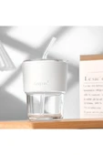 Cam Kahve Sunum Bardağı - 400 ml Deri Şeritli ve Pipet Delikli Tasarım - 1