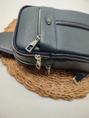 Büyük Boy Deri Göğüs Çantası Lacivert Renk thumbnail 4