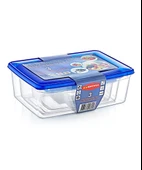 Omnipazar SY-2825 Plastik Şeffaf Renkli Köşeli Saklama Kabı 3 lü Set - 1