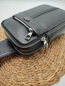 Büyük Boy Deri Göğüs Çantası Siyah Renk thumbnail 3