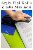 Büyük Boy Zımba Makinesi 1 Adet Arşiv Tipi Zımba Makinası 100 Sayfa Kapasite Zımba Teli Hediyeli Kollu Zımba Makinası - 3