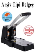 Büyük Delgeç 150 Yaprak Kapasiteli 1 Adet Arşiv Tipi Kollu Delgeç Metal Perfaratör Profesyonel Kağıt Delici Delgec - 1