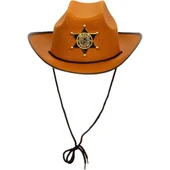 Kovboy Şerif Şapkası Kahve 12 Adet - Kostüm Parti ve Gösteri Şapkası - 1