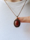 Doğal Taş Akik Doğal Taşlı Kadın Doğal Taş Otantik Kolye euk27ba thumbnail 1